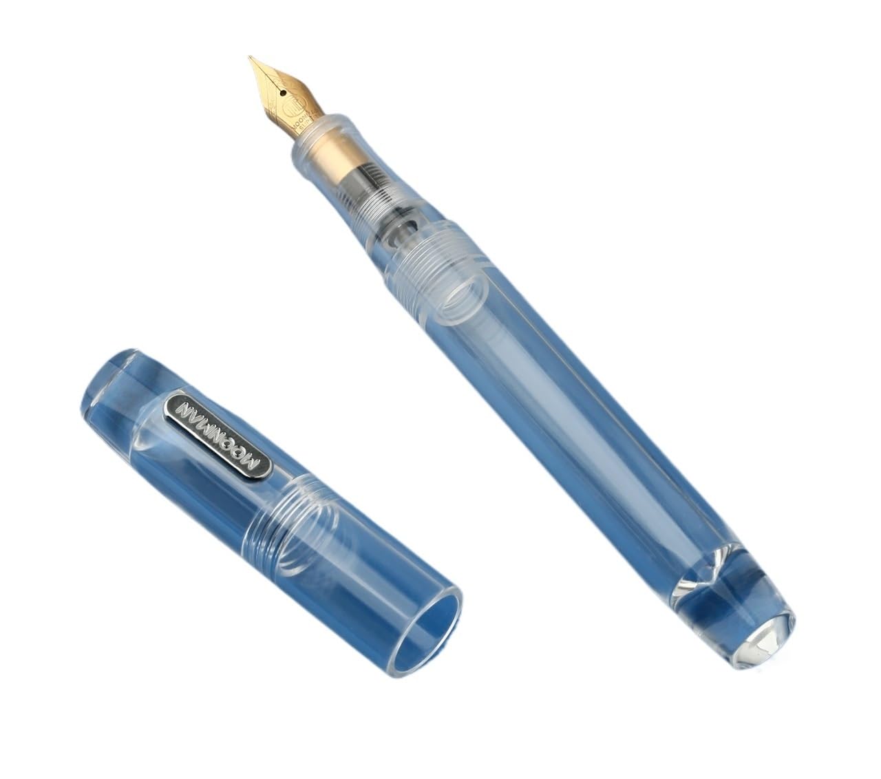 Dropper Pióro wieczne z żywicy, przezroczyste, z konwerterem Iridium, bardzo cienki/drobny zestaw do pisania o dużej pojemności, szare, cienkie, 0,5 mm