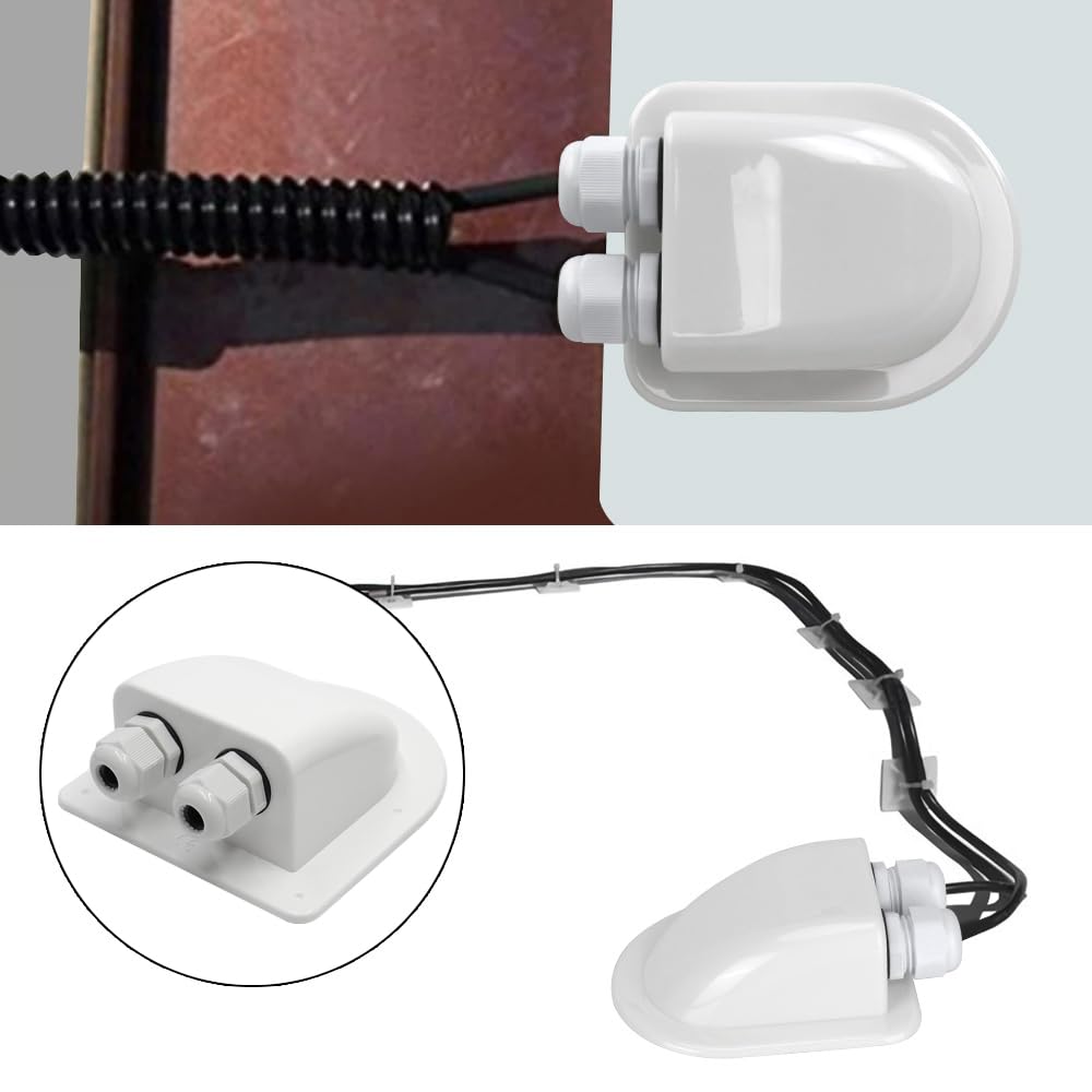 Pezzi Passacavo Solare Impermeabile IP68 Pressacavo Cavo Bianco ABS Doppio Entrata per Camper Pannello Solare