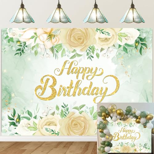 Toile de fond anniversaire eucalyptus pour shooting photo de fête