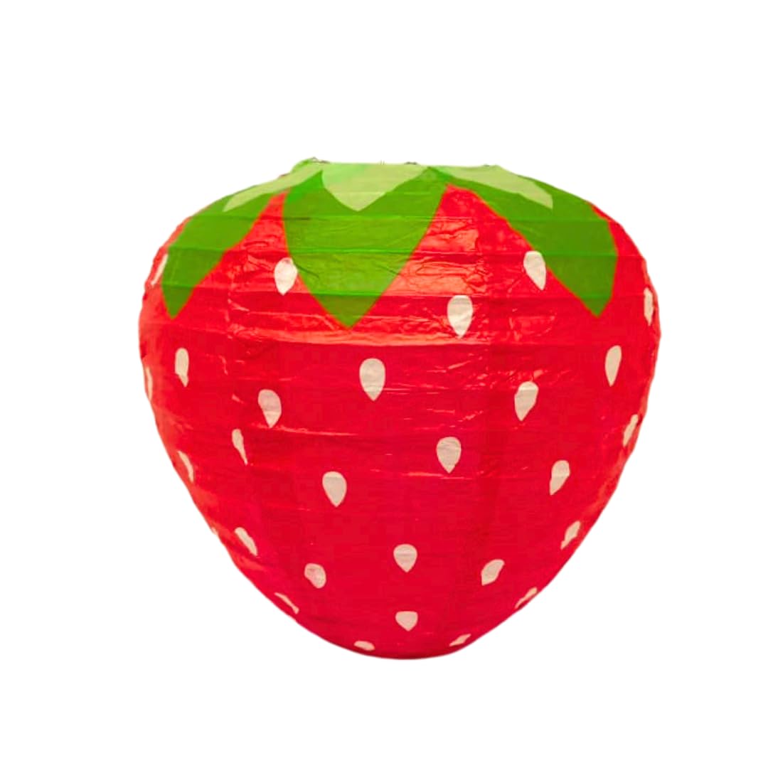 Insej 8” Strawberry Lantern with Red and Green Design, Paper Lantern for Weddings, Parties, Festivals, Home décor, and Outdoor EventsDecorative, Party Decor, Fruit Shaped Hanging Ornament-image-45