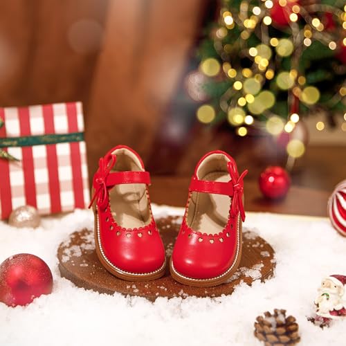 Image of GINFIVE Toddler Girls Dress Shoes Little Kids Flats School Mary Janes Shoes