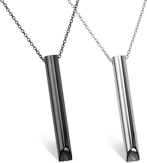 Fantasyon 2PCS Anxiety Relief Necklace Mindful Anapana Breathing Stress Portable Deep Exercises for Men Women Meditation Relief, Black+silver