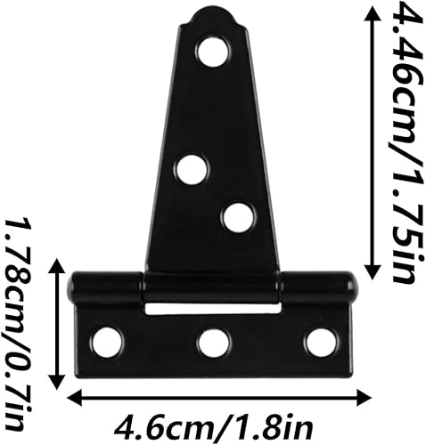 Miniatura 2 de Paquete de 6 bisagras de correa en T de 2 pulgadas, bisagras de puerta de cobertizo, bisagras de puerta con correa en T, bisagra negra resistente