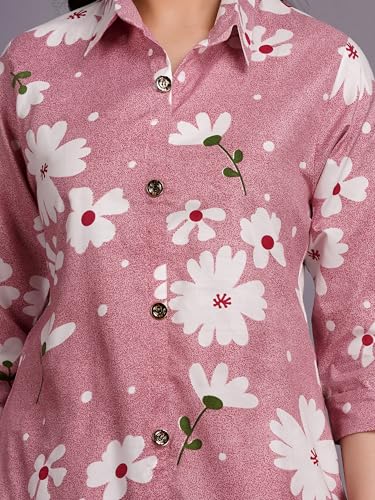 Image of Women's Printed Cotton Blend Co-ord Set Top & Bottom Two-Piece Set Casual & Office Wear