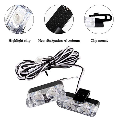 Sidaqi Red Blue 16Led Grille Strobe Lights Dash Deck Visor Police Flash Lights Car Truck Ambulance Emergency Warning Strobe Lights With Remote Control Wireless 12V #TOP3