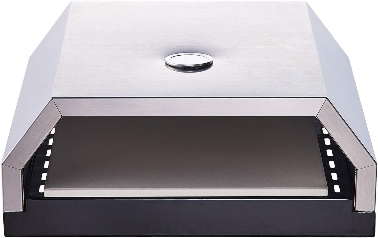 Pizzabox - Horno para pizza de acero inoxidable – Piedra para pizza para barbacoa de gas y barbacoa de carbón vegetal – Accesorio para pizza para barbacoa – Pizza perfecta para horno de