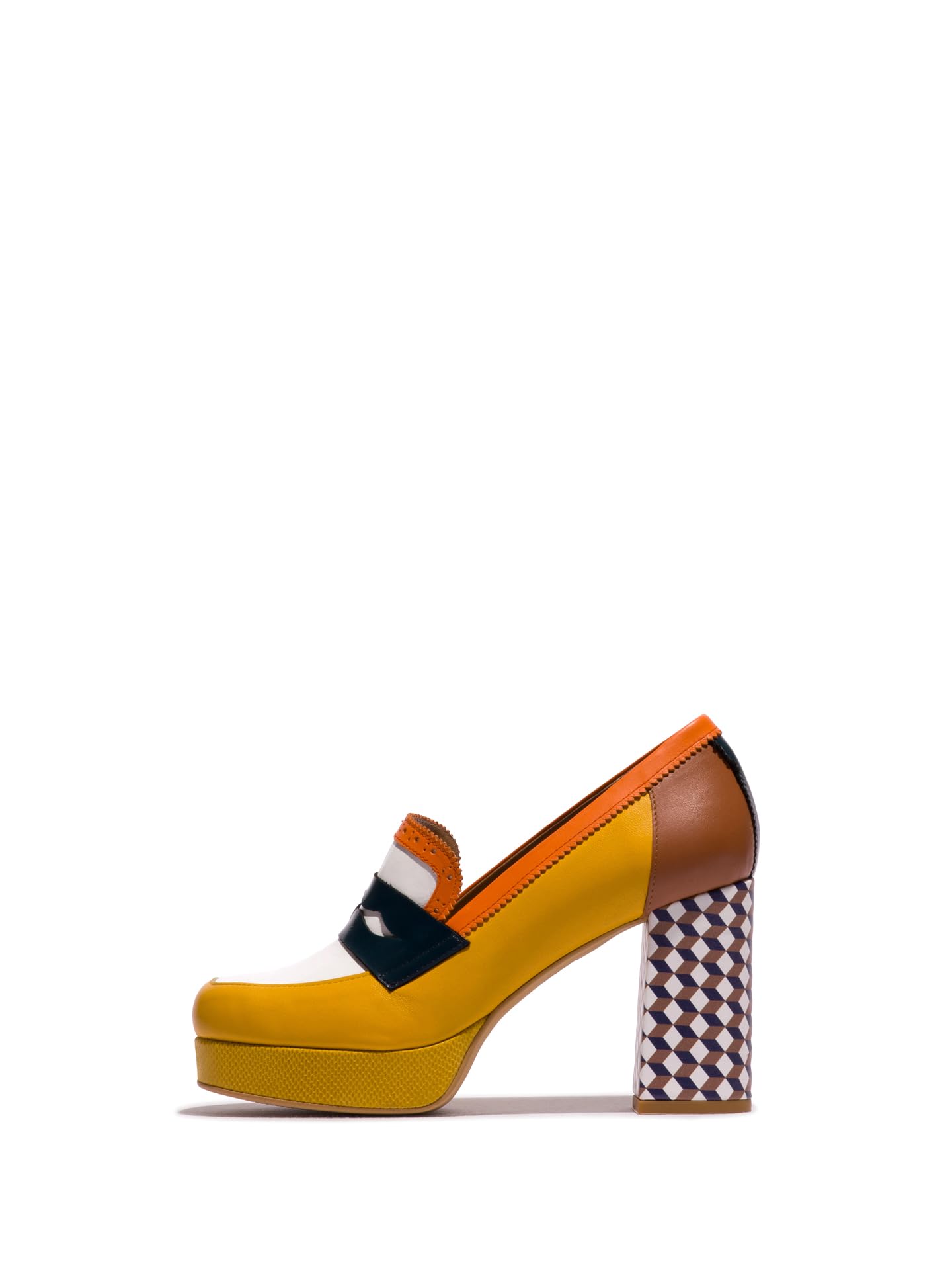 Fly London EROK453FLY, Moccasin Women's Fashion Shoes, White/Yellow/Navy/Orange/Camel, 7
