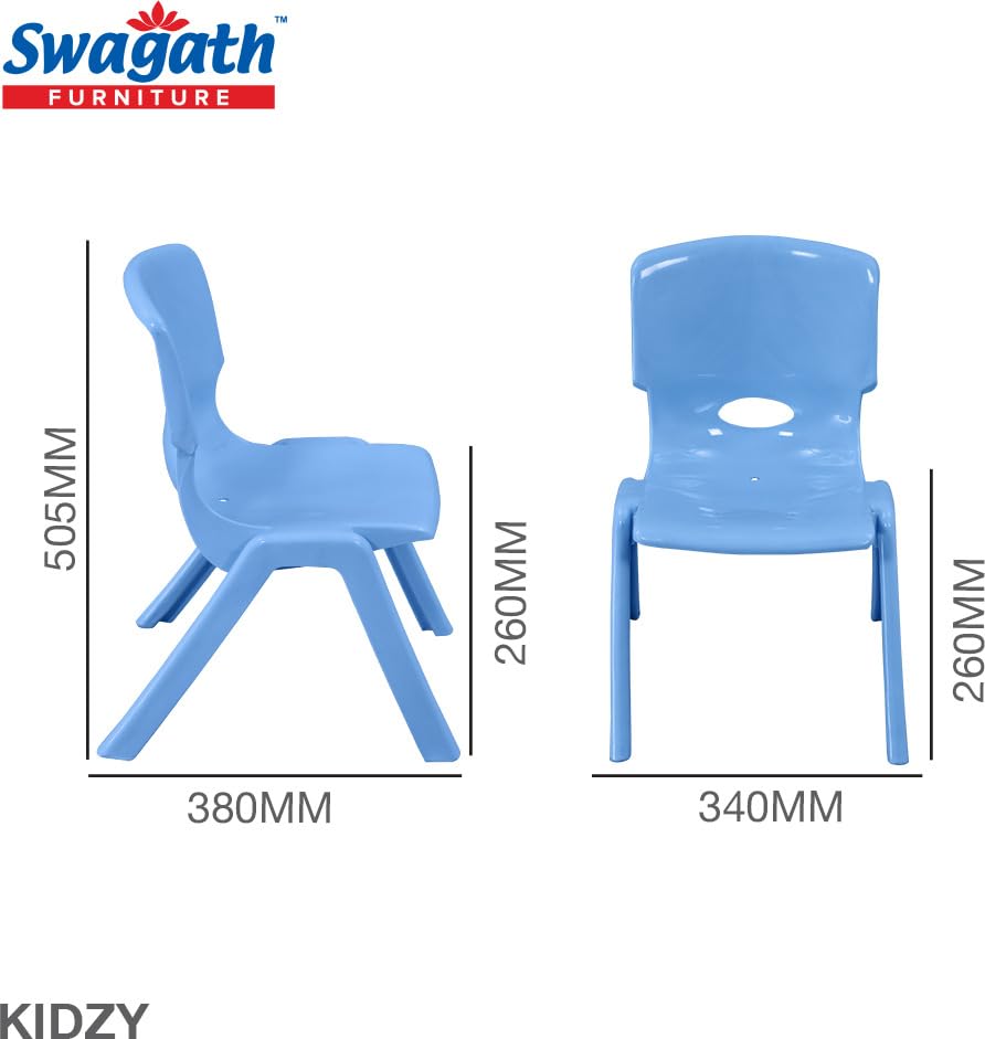 Swagath Furniture Comfortable Kids Plastic Chair with Armrest (Finish Color- Blue, Set 0f 4 Pcs, Pre-Assembled) 1