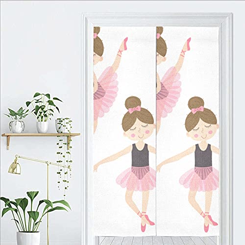 Doorway Curtains For Bedroom Cute Ballerina Pink Girl Doorway Tapestry Hanging Noren Japanese Curtain For Kitchen,Porch,Bedroom Door Decor,17"X 56" #TOP6