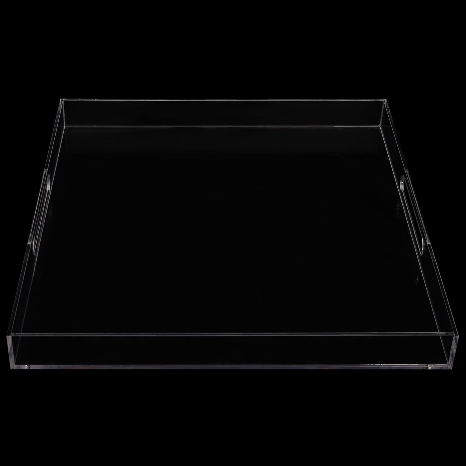 Large Acrylic Tray Extra Acrylic Serving Tray Countertop Organizer Clear Tray Decorative Tray Tea Tray for Living Room Bedroom Entryway and Kitchen Tabletop (18.9 * 18.9 * 1.97inch)