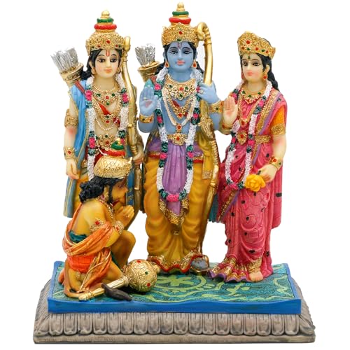 alikiki Hindu God Sita Family Statue - 6.8”H Indian Idol Sita Rama Laksman Hanuman Figure Murti Item Home Office Temple Mandir Shrine Altar Pooja Decor India Diwali Puja Gifts for Friends