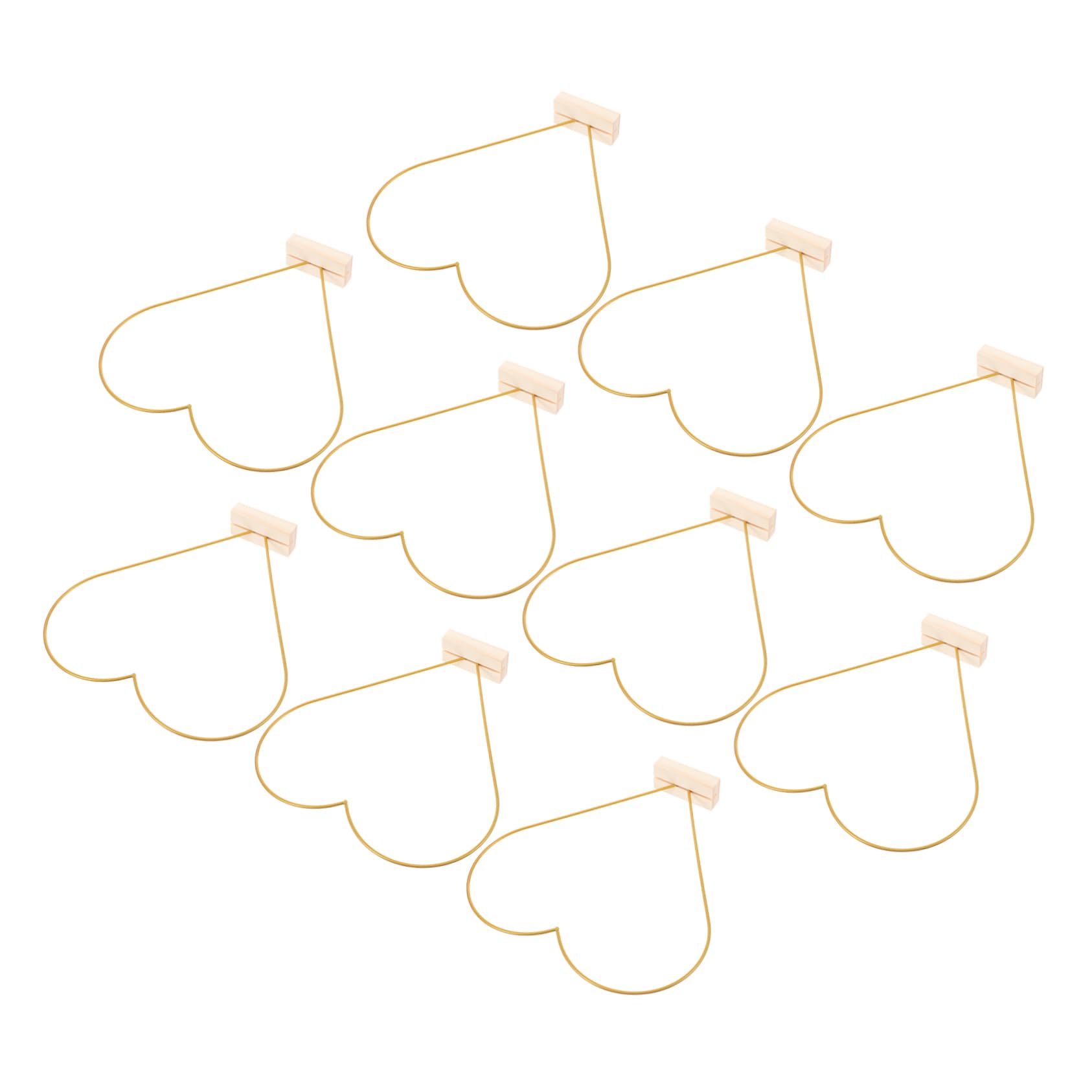 UKCOCO 10 Sätze Teiliges DIY Metallblumenkranz mit Holzständer Langlebige Eisenringe Herzform Stabile Tischdeko für Hochzeit Basteln und Kreative Wohnraumgestaltung