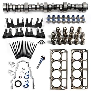 Sloppy Stage 2 Camshaft Kit Fit for Chevrolet GMC 1997-2013 4.8L 5.3L 5.7L 6.0L LS1, LS2, LS6, LQ4, LQ9, LM7 LS Cam Kit Gen Ⅲ/Ⅳ, Includes Head Gasket, Lifters, Gasket, Springs, Pushrods
