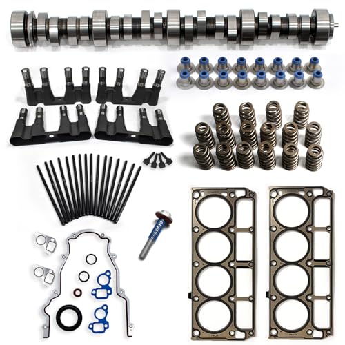 Sloppy Stage 2 Camshaft Kit Fit for Chevrolet GMC 1997-2013 4.8L 5.3L 5.7L 6.0L LS1, LS2, LS6, LQ4, LQ9, LM7 LS Cam Kit Gen Ⅲ/Ⅳ, Includes Head Gasket, Lifters, Gasket, Springs, Pushrods