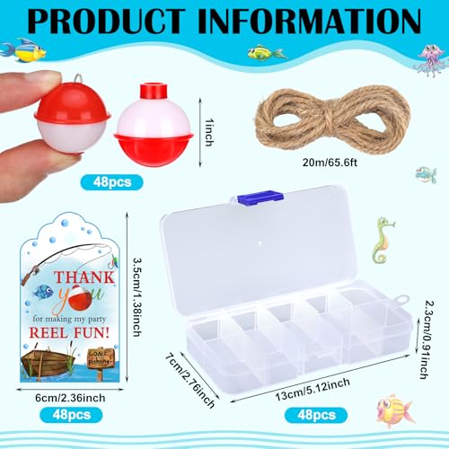 Image of Wonderjune 72 Sets Fishing Party Favors Candy Little Tackle Boxes with Red White Floater Thank You Cards for Making My Reel Fun Fishing Theme Party Decorations