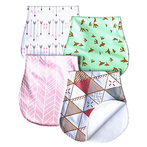 Image of Arnzion Baby Burp Cloths Baby Burp Set Curved Absorbent and Soft Valuable 4 Pack