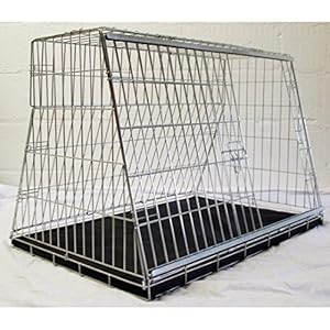 Pet World 32″ Premium Small Universal Folding Hatchback Car Dog Cage Lightweight Zinc-Coated Steel Crate – Easy Assembly – Emergency Escape Hatch & Comfort Mat