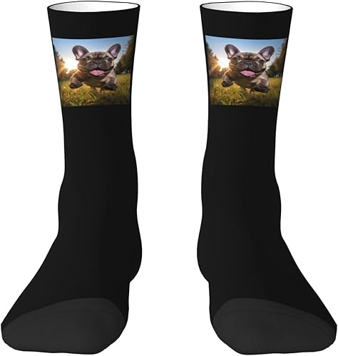 Calcetines cálidos para perros Bulldog Francés, cómodos, transpirables, para hombres y mujeres, Blanco