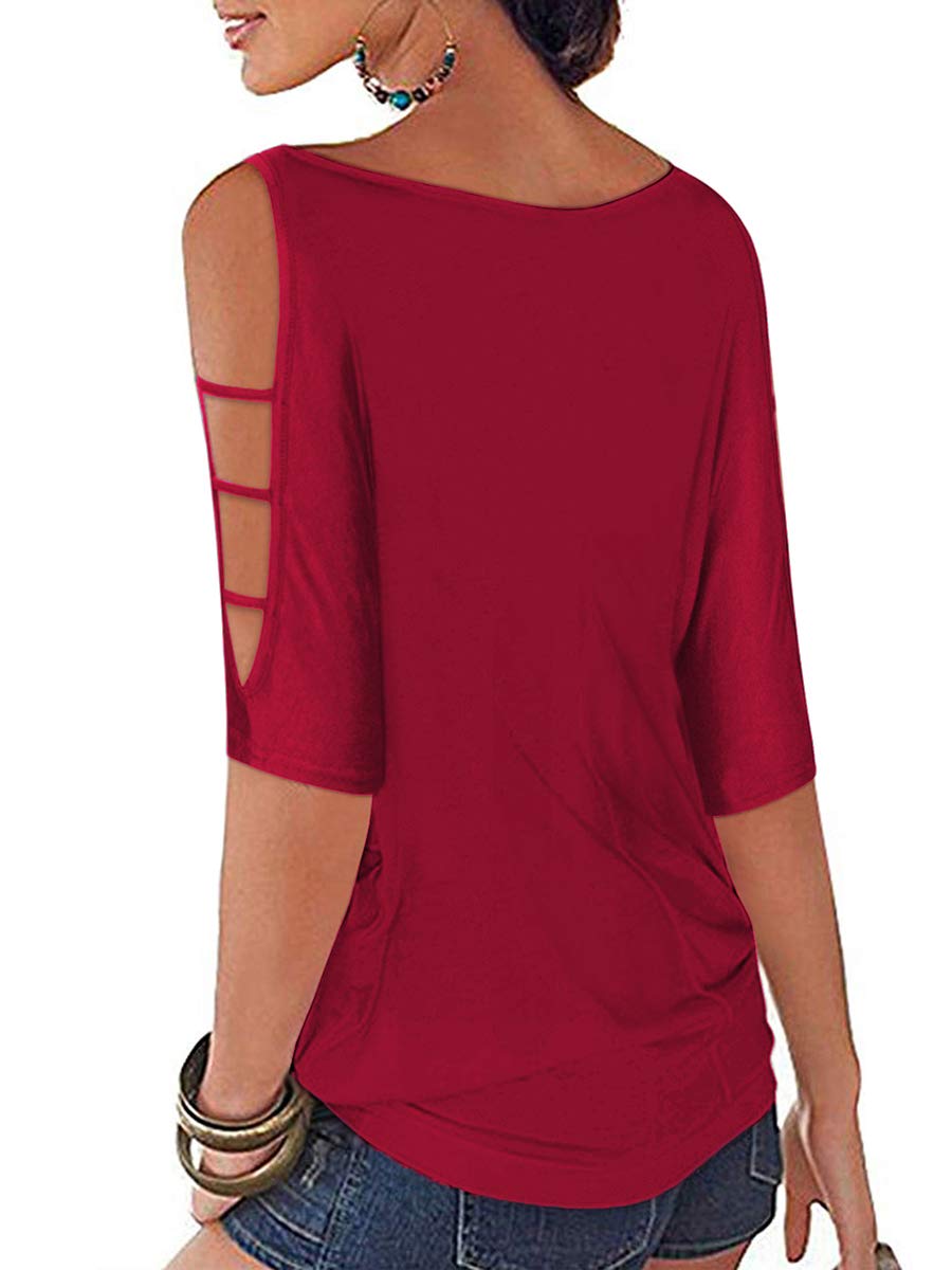 Camicia Donna Manica Corta Estive Maglietta Spalle Scoperte Maniche T Shirt