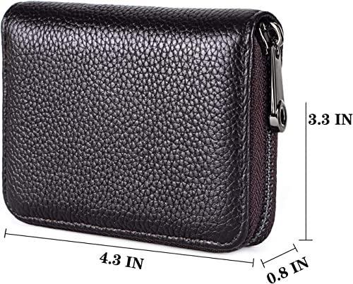 VOGARD Genuine Leather Unisex Credit Card Holder Wallet Rfid Blocking Secure Card Case Id Case Organizer Zipper Wallet (Pop60-Brown-New) 6 519u9Uv0KNL