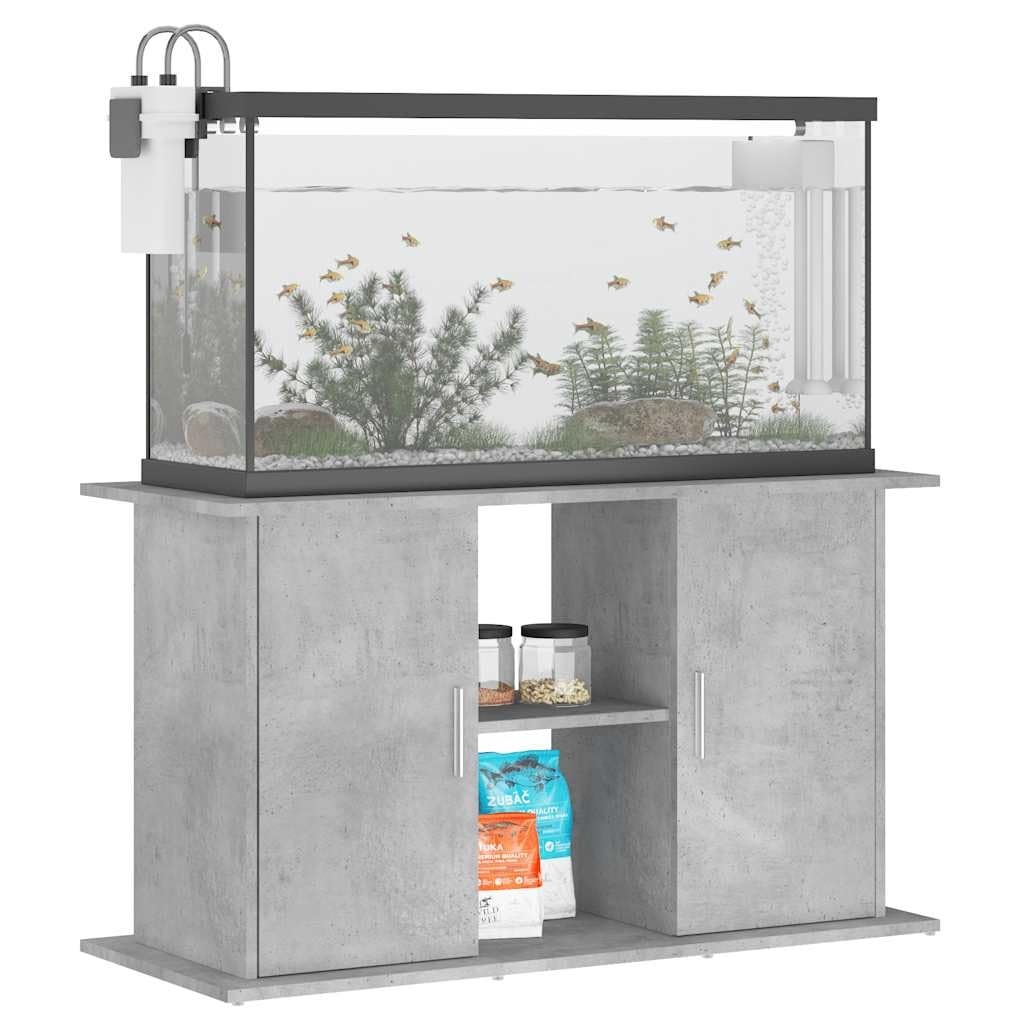 Soporte para acuario, color gris hormigón, de material de madera, 101 x 41 x 58 cm, con espacio de almacenamiento y almacenamiento, armario inferior estable para acuario, estantería y cómoda