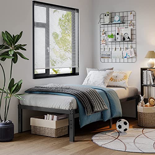 Artimorany Twin-Bed-Frames 18-Inch, Heavy Duty Platform Bed Frame, Steel Slats Support Mattress Foundation, No Box Spring Needed, Noise Free, Black #TOP1