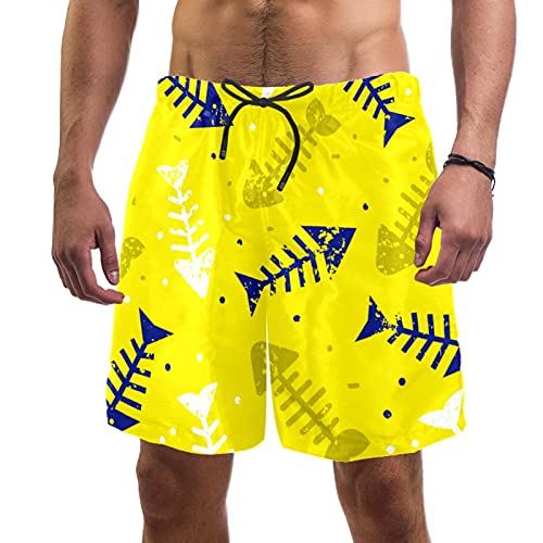 Short de plage pour homme idéal pour le surf avec motif arête de poisson M