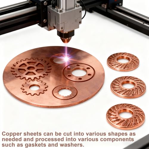 Behogan 5 Stück Kupferblech Rund, 50mm Durchmesser 2mm Dicke Kupfer Runde Platte, Reines Kupferplatten Kupferplatte Metallblech für Handwerk, DIY, Schmuck, Elektrik, Reparatur, Industrie