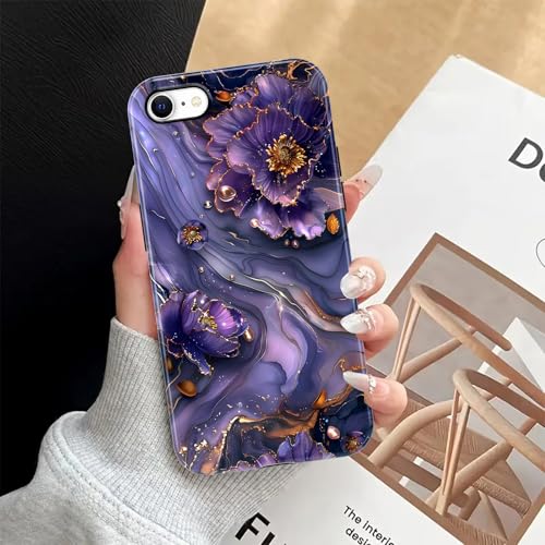 Coque antichoc iPhone SE marbre violet double couche - 6