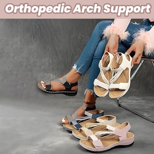 Women's Summer Fisherman Sandals, Adjustable Ankle Strap Open-Toe Platform Wedge Heel Leather Casual Shoes4