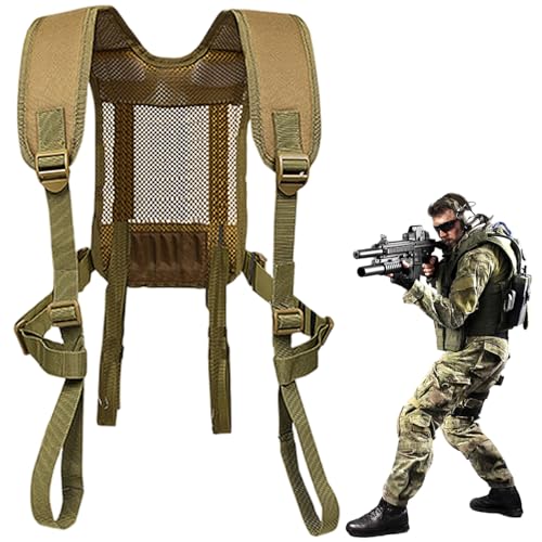 SHITOOMFE Taktische Hosenträger für Männer, taktischer Kabelbaum, Schnellfreisetzungsmultifunktional H-Harmess mit Schnallen und verstellbaren Hosenträgern Universal Outdoor Brust-Mini-Rigs