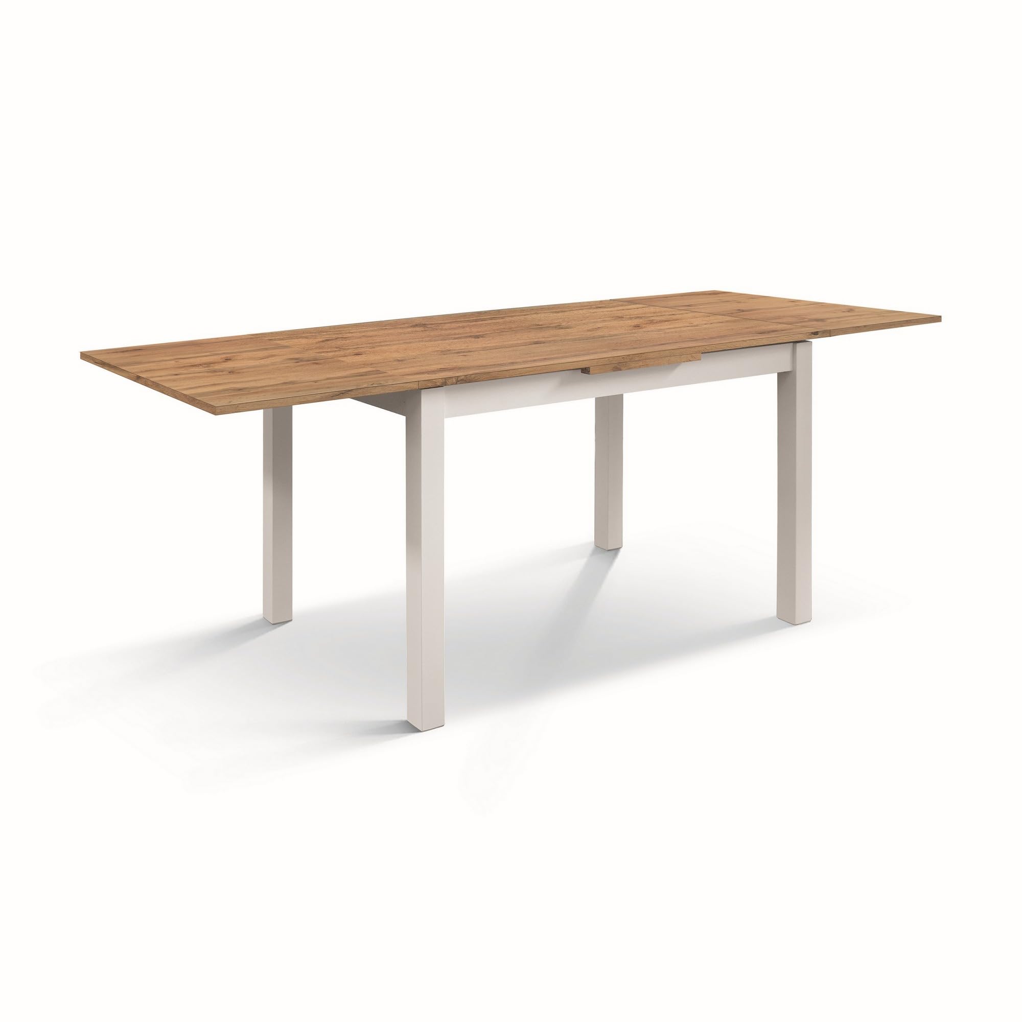 KONTE.DESIGN Tavolo POSITANO in legno effetto rovere e gambe bianche, allungabile 110x70 cm - 190x70 cm