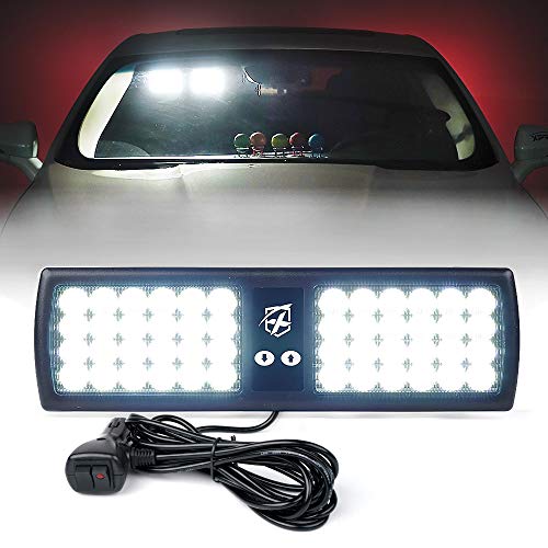 Image of Xprite White 48LED Visor Lights Interior Windshield Sunshield Lights for Construction Vehicles Towing Work Trucks Plows Pickup Truck