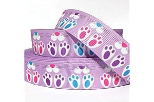 Purple Easter Bunny Paw Print Grosgrain Ribbon