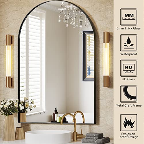 Brightify Arched Mirror, Arched Wall Mirror, 24 X 36 Inch Black Arch Mirror, Metal Frame Black Bathroom Mirror thumb #2