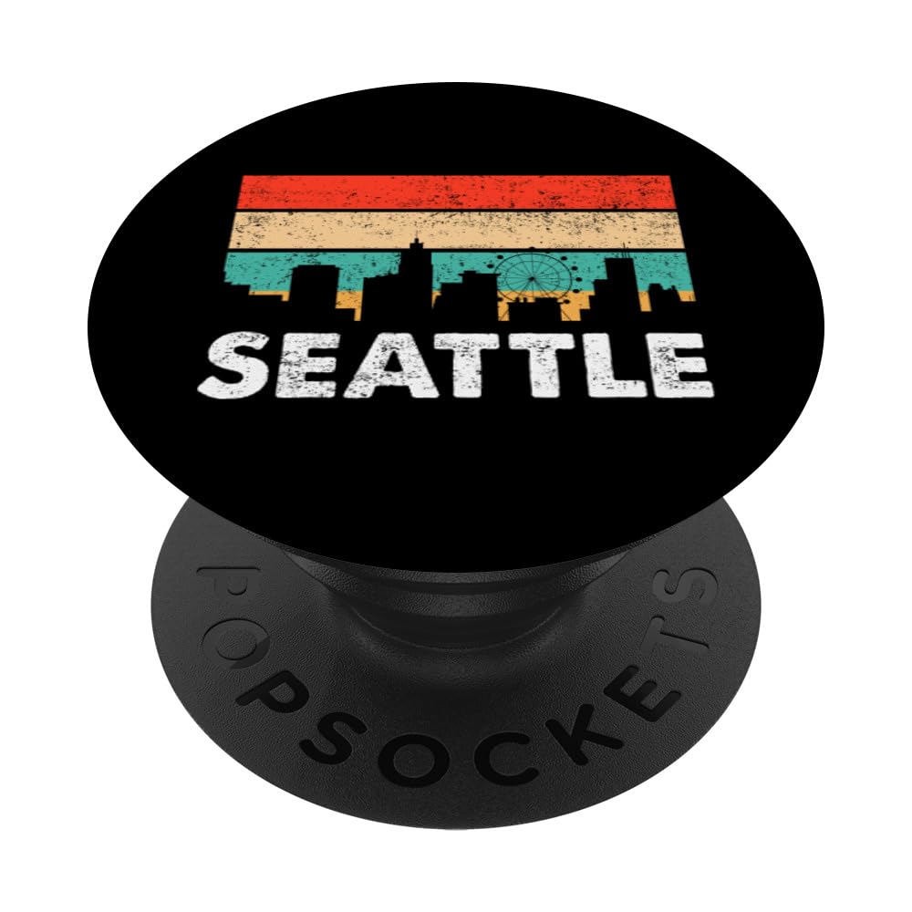 Seattle Best City Retro Vintage Skyline Rain USA Fan PopSockets Swappable PopGrip