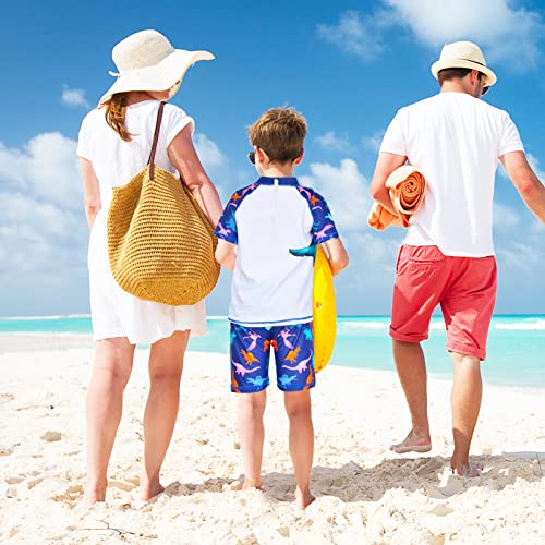 Image of Boys Two Piece Rash Guard Swimsuits Kids Short Sleeve Swimwear Sets Bathing Suit with Sun Hat for 2-6 Years