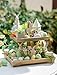 Hanobe Tiered Tray for Table Decor: Spring 2 Tier Decorative Tray Stand for Coffee Bar - Large Farmhouse Display Stands for Seasons - Wood for Kitchen Counter Decorations