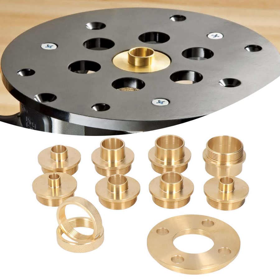 Tool Part for Hand Tool Sets 11Pcs/Set Brass Template Router Guides Kit with Lock Nut Router Accessory Power Tools