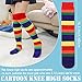 3-12 Year Old Girls Knee High Socks Kids Cute Crazy Funny Animal Pattern Long Boot Socks 6 Pairs (Rainbow Socks)