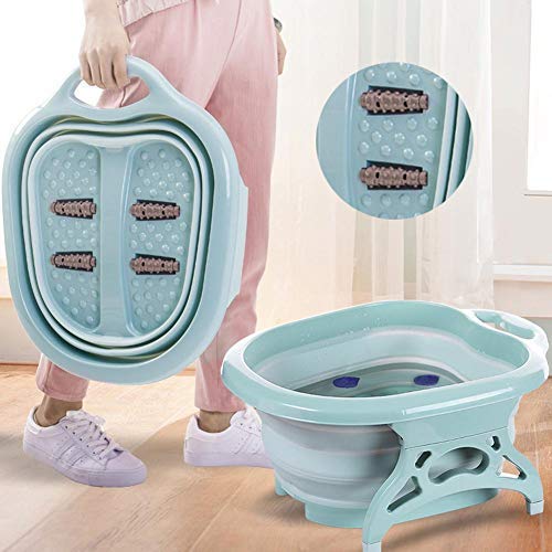 Mixen Portable Travel Folding Foot Massage Bucket, Feet Spa Wash Basin, Bubbling Wheel Bath-Tub Massage Soaking Basin (Colours may vary)
