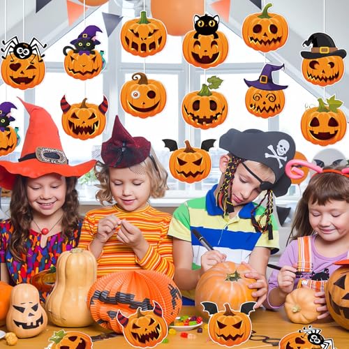 Image of 48 Pcs Halloween Cutouts, Scary Pumpkin Cutouts Halloween Bulletin Board Decorations Pumpkin Paper Cut-Outs for Home School Trick or Treat Party Chalkboard Wall Decor