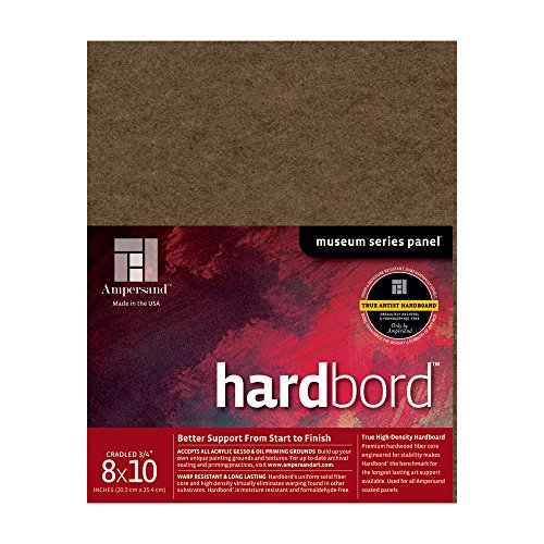 Image of Ampersand Art Supply Hardboard Wood Painting Panel: Museum Series Hardbord, 8 inch x 10 inch, 3 /4 Inch Cradled Profile
