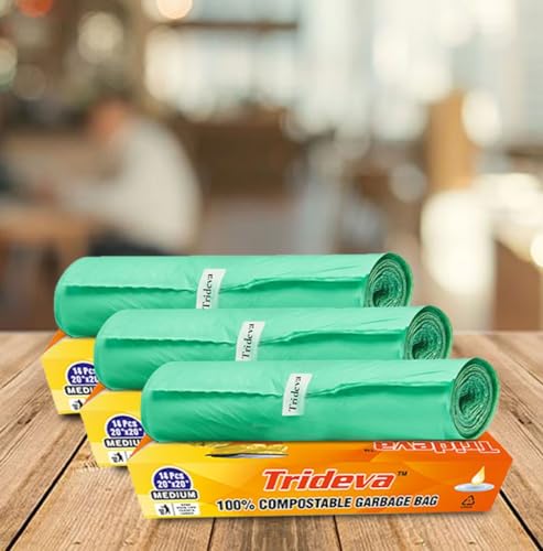 Image of Garbage Bags /Dustbin Bags - 120 Micron Heavy - Duty Trash Bags (20 x 20 Inches) - Medium Leak -Proof Bin Liners for Kitchen, Office & Industrial Use - 1500g Pack (Green, Pack of 2) - 24 Bags