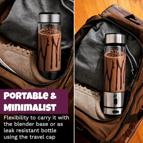 Image of NexLev Portable Blender | 6 Leaf Stainless Steel Blade Portable Blender for Smoothie and Juices Milkshakes & Ice Crushing | 3000 mAh Type C Rechargeable Battery | 450ml | PB-01 | Kitchen & Travel Use