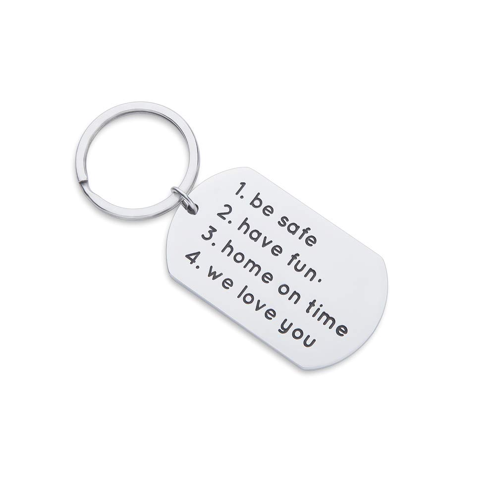 Aizza Beata New Driver Keychain Gift for Daughter Son Husband Inspirational Birthday Graduation Christmas Gift Be Safe Have Fun We Love You Keychain Charm Gift for Trucker Men Women Teenage