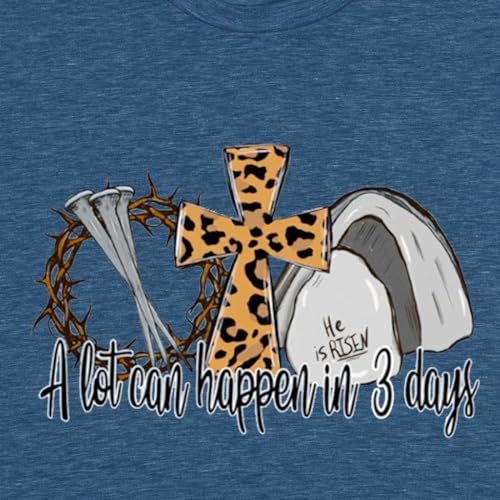 Image of A Lot Can Happen in 3 Days Shirt Women Christian Easter Tshirts Casual Short Sleeve Religious Quotes Tee Tops
