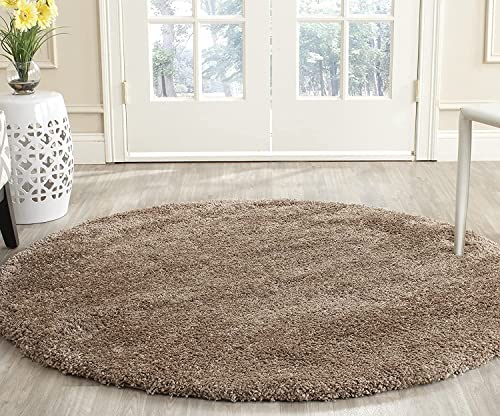 Image of Solid Fluffy Rugs and Carpet for Hall and Drawing Room 5x5 Round M-8