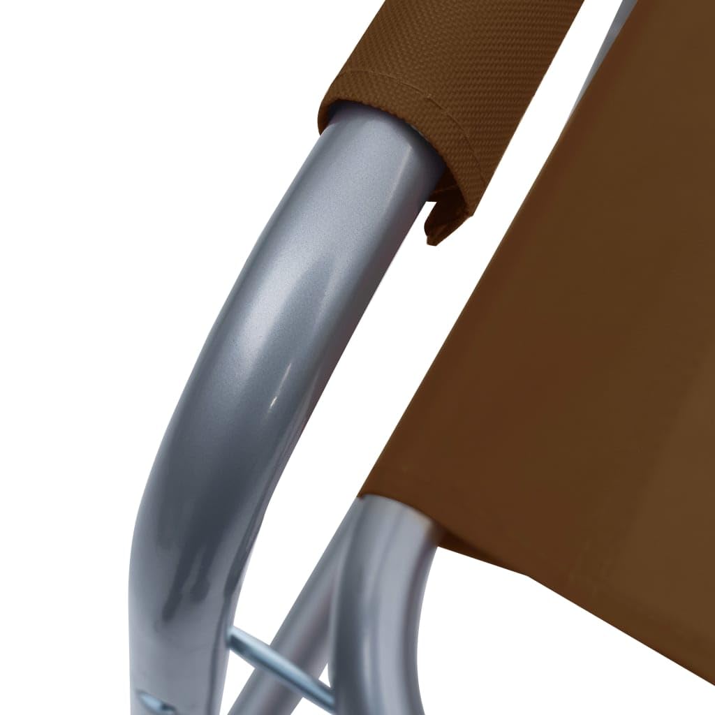 vidaXL 2X Chaises de Metteur en Scène Chaise Pliable Siège de Jardin Siège de Camping Plage Extérieur Terrain de Sport Acier Marron