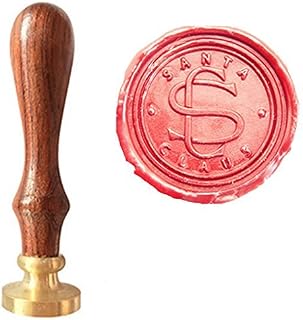 MDLG Vintage Santa Claus Gift Custom Made Two Letters Monogram Letter Picture Logo Retro Invitation Wax Seal Stamp Rosewood Handle Set
